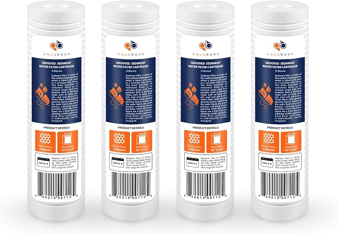 Aquaboon 5 Micron 10 x 2.5 Grooved Sediment Water Filter Replacement by Aquaboon