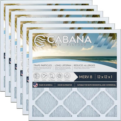 Cabana Filters 6-Pack 12x12x1 MERV 8 AC Furnace Air Filter by CabanaAirFilters