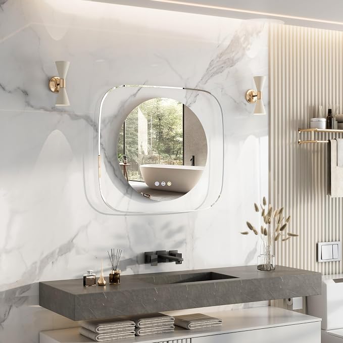 LUVODI Lighted LED Bathroom Mirror: 28”x32” Transparent Wall Mounted Vanity - Image 2