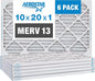 Aerostar 10x20x1 MERV 13 Pleated Air Filter, AC Furnace Air Filter, 6 Pack by AirFiltersDelivered