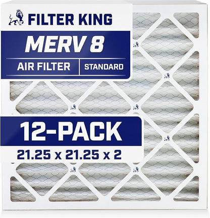 Filter King 21.25x21.25x2 Air Filter | 12-PACK | MERV 8 HVAC Pleated A/C by FilterKing