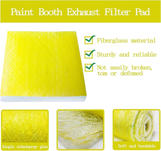 AUC Paint Booth Exhaust Filters, 22 Gram Fiberglass Paint Arrestors Pad - Image 4