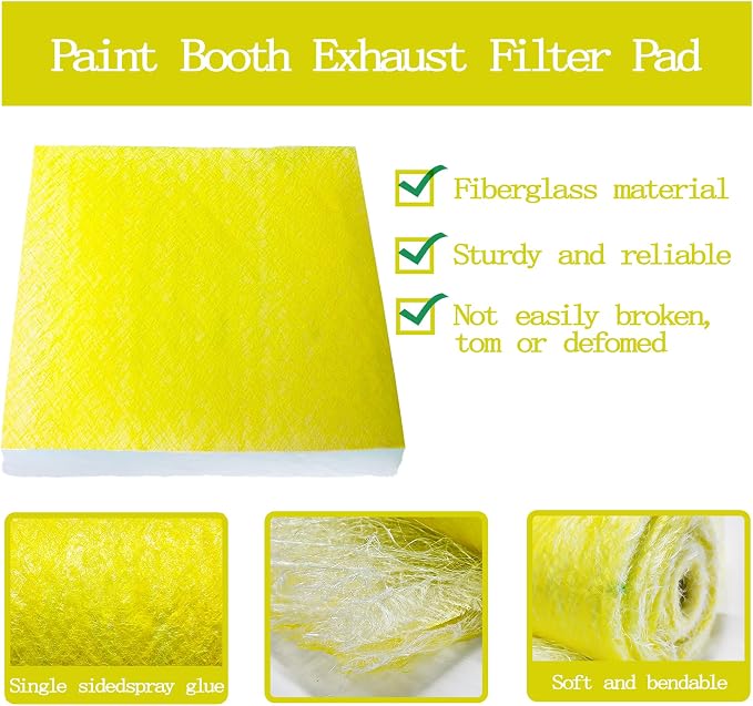 AUC Paint Booth Exhaust Filters, 22 Gram Fiberglass Paint Arrestors Pad - Image 3