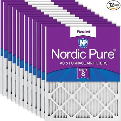 Nordic Pure 18x18x1 Pleated MERV 8 Air Filters 12 Pack by NordicPure