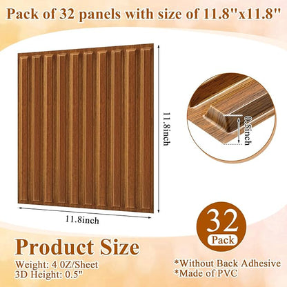 Nuanchu 32 Pcs 3D Slat Wall Panels 12 x 12 Inch PVC Fluted Textured Panel - Image 2