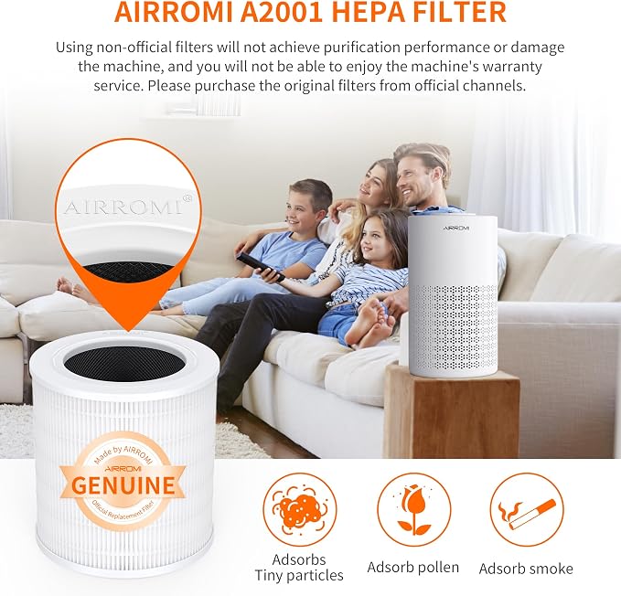AIRROMI A2001 HEPA Air Purifier Replacement Filter, 3-In-1 Original Filter - Image 3