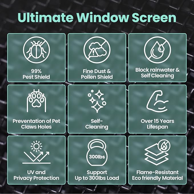 Premium Window Screen DIY KIT 39" 51" Blocks Rain, Pet Scratch, Fine Dust 99% - Image 2