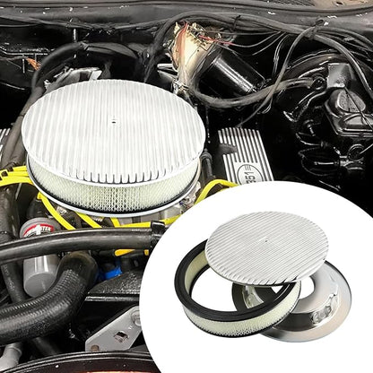 14 x 3 Inch Round Polished Air Cleaner Kit Fully Finned Top - Image 6