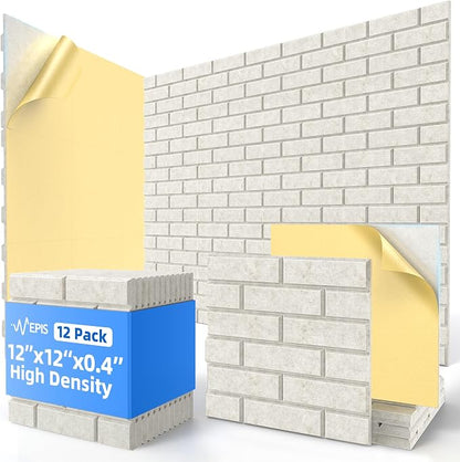 12 Pack Acoustic Panels with Self Adhesive, Soundproof Wall Panels, Brick Sound by NEPIS