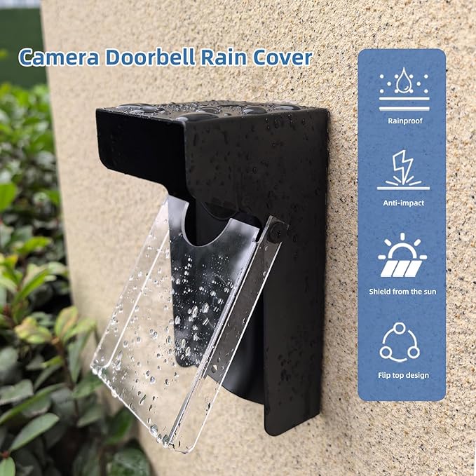 Flip Video Metal Doorbell Rain Cover Sun Shield Hood Plate, Weather Protection Cover Compatible for most doorbells