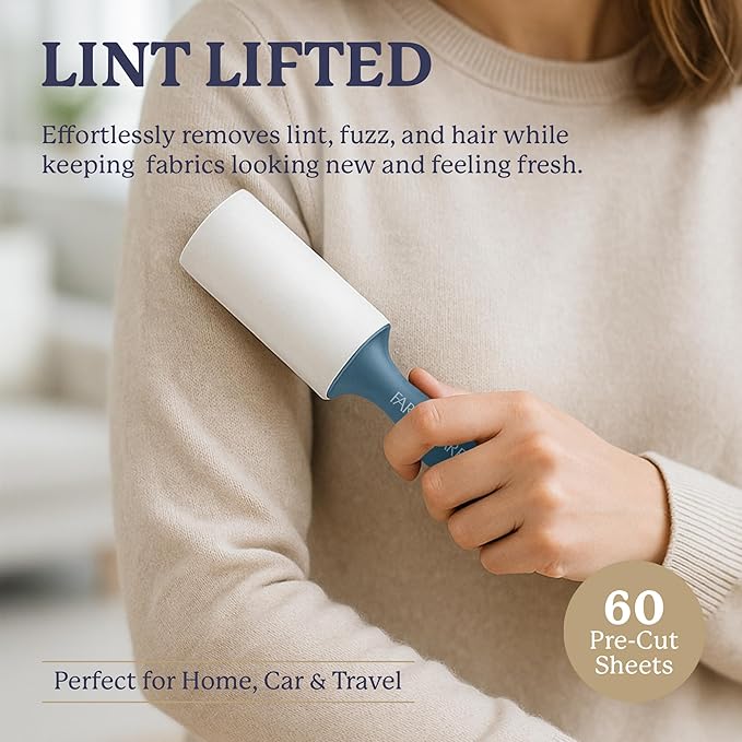 Farberware Large Lint Remover & Fabric Shaver Set – Battery Powered Sweater Shaver with Triple Blades and Extra Sticky Roller for Pet Hair, Fuzz & Pilling on Clothes & Furniture