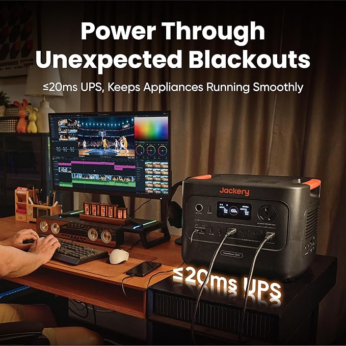 Jackery HomePower 3000 Portable Power Station with 4X 100W Prime Solar Panels, 3600W (Surge 7200W) Output, 3072Wh LFP Battery Solar Generator, Essential Backup for Home Use, RV, Emergencies