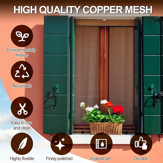 Lounsweer 36 Inch x 5 ft Copper Mesh Screen Roll, 90% Copper Insect Screen - Image 3