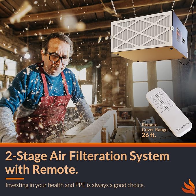 Purisystems 3-Speed Remote Air Filtration System, PuriCare 1100 Hanging Air - Image 2