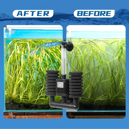 Aquarium Sponge Filter 5-20 Gallon Fish Tank Filter, Electric Power Double - Image 5