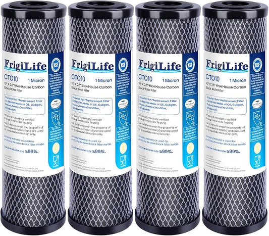 1 Micron 10" x 2.5" Whole House CTO Carbon Sedimen Water Filter Compatible by FrigiLife