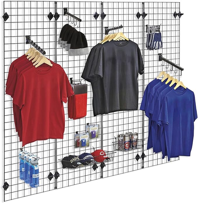 NEESEEYEE Heavy Duty Commercial Grade Gridwall Panels – Grid Panel for Any Retail Display, 2’ Width x 5’ Height, 3 Gridwall Panels Per Carton (Black Finish)