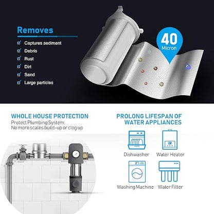 Frizzlife 40 & 100 Micron Spin Down Sediment Water Filter - Image 2