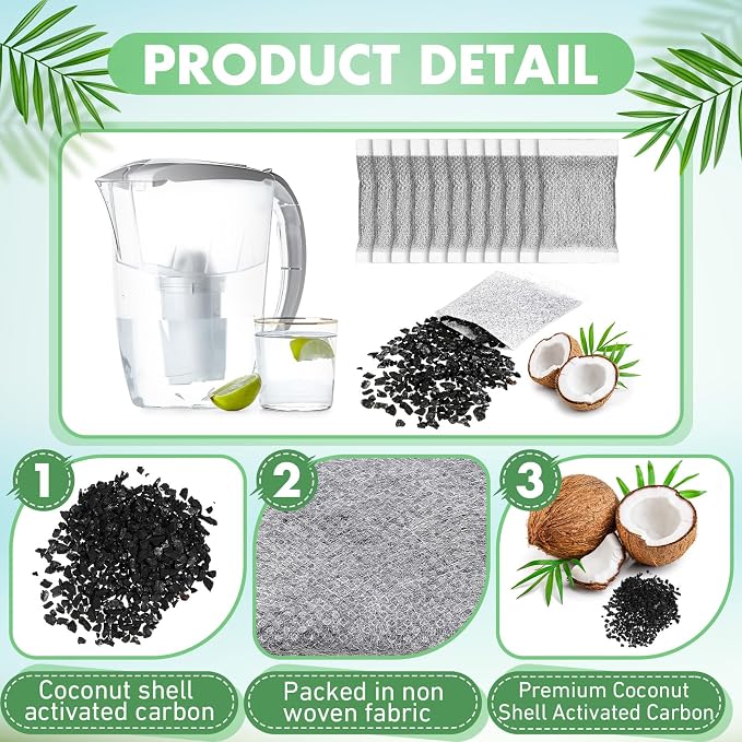 Lounsweer 100 Pcs Activated Charcoal Water Filter Coconut Shell Distiller - Image 3
