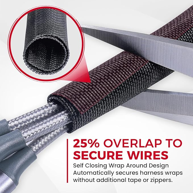 Sonoreboom Braided-Wiring-Loom Black Mesh Woven Split-Sleeves for Automotive/Electrical/Multi-Cable Strings Cabling Management Protector Covering (1/2" - 28 Feet)