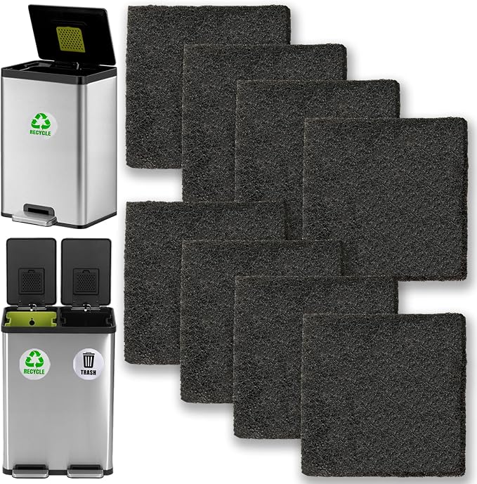 8 Pack Activated Carbon Filters Fits EKO Trash Can by Aolleteau
