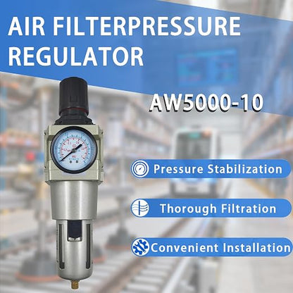 HengMinLingTong 1" NPT Compressed Air Filter Regulator Combo Piggyback - Image 2
