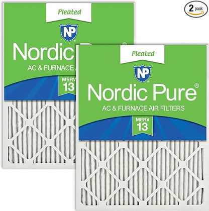 Nordic Pure 25x25x1 Pleated MERV 13 Air Filters 2 Pack by NordicPure