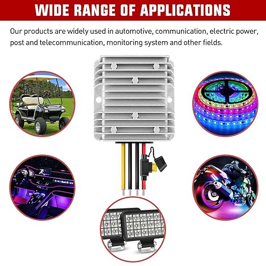 Nilight 48V to 12V Voltage Converter 240W 20A Regulator Step Down to 12VDC Waterproof DC Convert Reducer Power Supply Transformer Module for Golf Cart Scooters Trucks