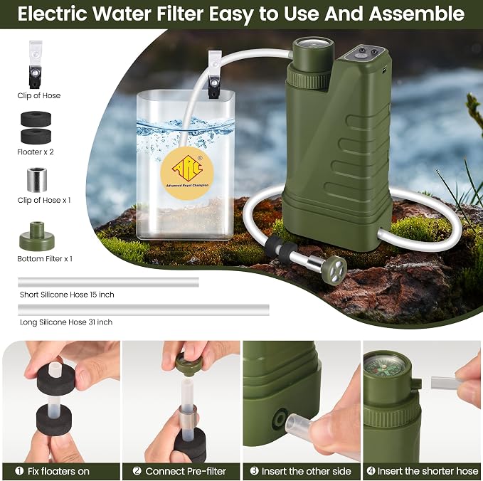 Electric Portable Water Filter Survival, Fast Flow, Lightweight, 4-Layer - Image 2