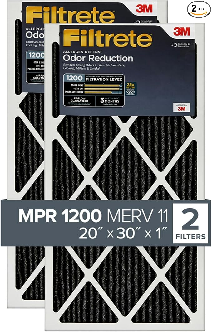 Filtrete 20x30x1 Air Filter, MPR 1200, MERV 11, Allergen Defense Odor Reduction by Filtrete