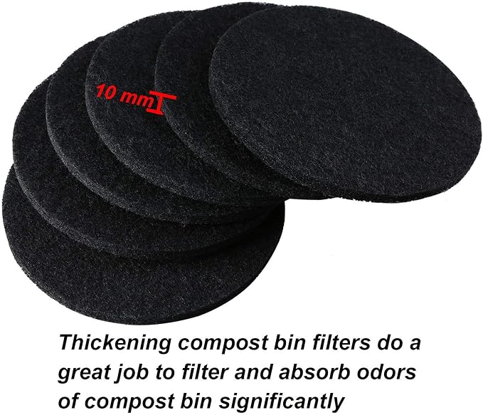 ddLUCK 6 Pack Kitchen Compost Bin Filter, Round Food Waste Bins Activated - Image 7