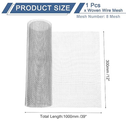 uxcell 8 Mesh 39" x 12" Woven Wire Mesh, 304 Stainless Steel Air Vent Filter - Image 2