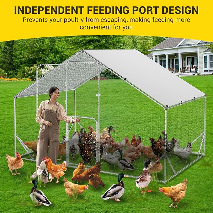 9.8X6.5x6.5FT, Large Walk in Chicken Run Pen Cage, Metal Coop Clearance - Image 7