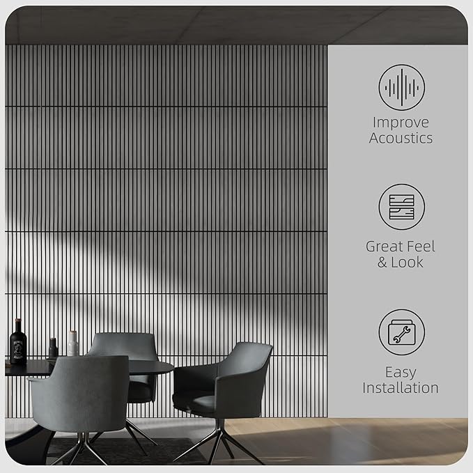 HOMCOM 4 Pack 3D Acoustic Panels, 24" x 24" Soundproof Wood Panels for Wall, Wood Slat Wall Paneling for Interior Ceiling, Office, Home Theater, Studio, Gray