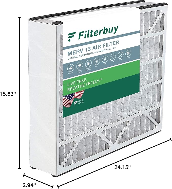 Filterbuy 16x25x3 Air Filter MERV 13 Optimal Smoke & Allergy Defense, - Image 10