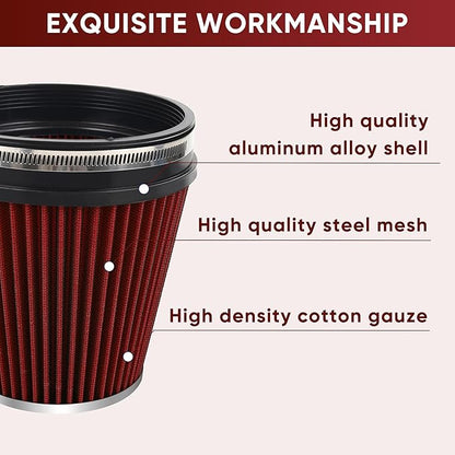 6" 152mm Cold Air Intake Filter Clamp-On Replacement High Flow Inlet Air Filter - Image 3