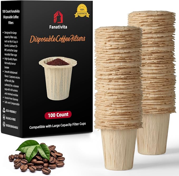 Disposable Coffee Filters for My K-Cup, Cuisinart SS-RFC and Other Large by Fanativita
