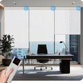 COOLWINDS Motorized Blinds with Remote Cordless Automatic Motorized Shades Custom Blinds for Windows Smart Curtains Compatible with Alexa Google Home(3% Solar White,W56 x H72in)