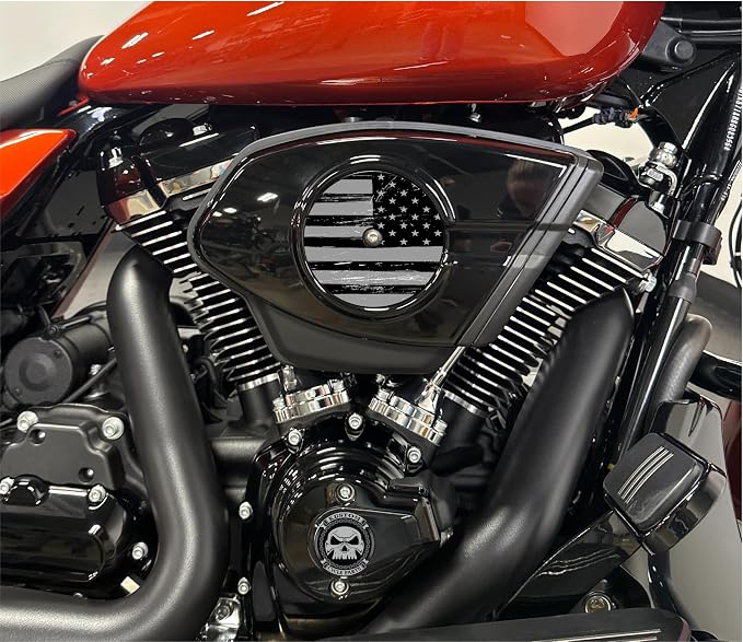 Kustom Cycle Parts Black and Grey American Flag Plastic Air Cleaner Console by Kustom+Cycle+Parts