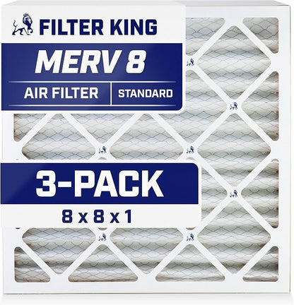 Filter King 8x8x1 Air Filter | 3-PACK | MERV 8 HVAC Pleated A/C Furnace Filters by FilterKing