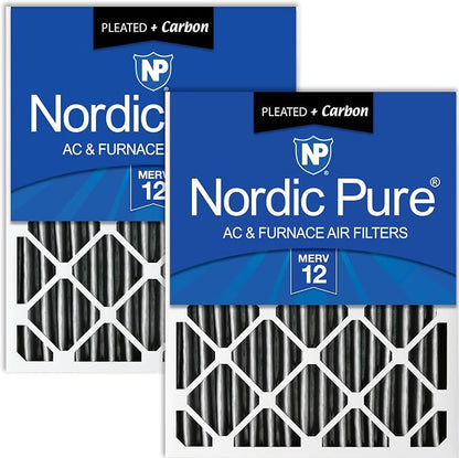 Nordic Pure 20x25x4 Pleated Air Filter MERV 12 Pleated + Carbon Qty 2 by NordicPure