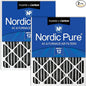 Nordic Pure 16x25x4 Pleated Air Filter MERV 12 Pleated + Carbon 2 Pack by NordicPure