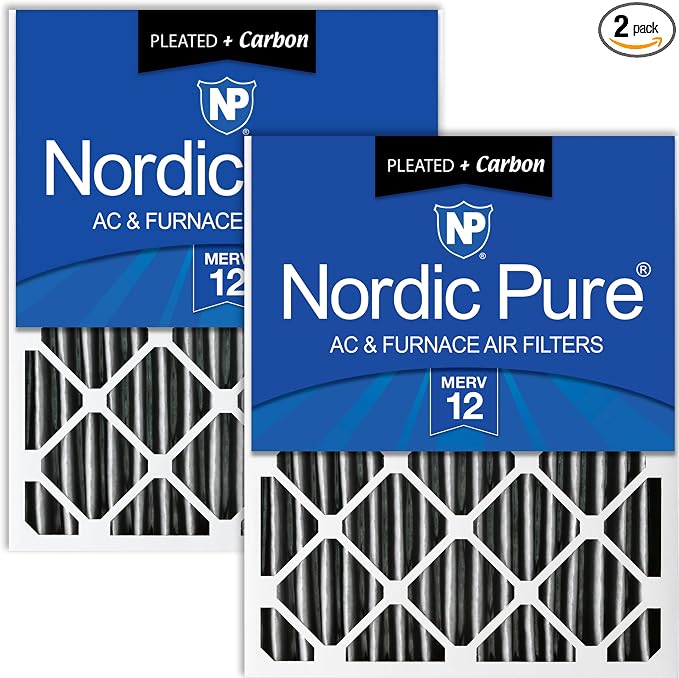 Nordic Pure 20x20x4 Pleated Air Filter MERV 12 Plus Carbon 2 Pack by NordicPure