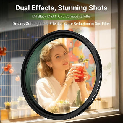 82mm Black Diffusion 1/4 & Reflectivity CPL 2 in-1 Filter - Image 2