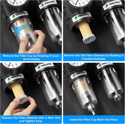 TAILONZ PNEUMATIC 1/4 Inch NPT AFC2000 Air Filter Pressure Regulator Kit（0-145 - Image 5