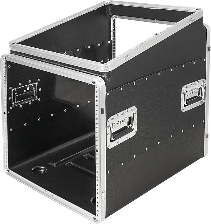 Sound Town Lightweight and Compact 10U ATA ABS Rack Case, with Slant Mixer Top, Casters, 24.5" Depth, 12U Top and 10U Side Spaces (STMR-A12X10UW)