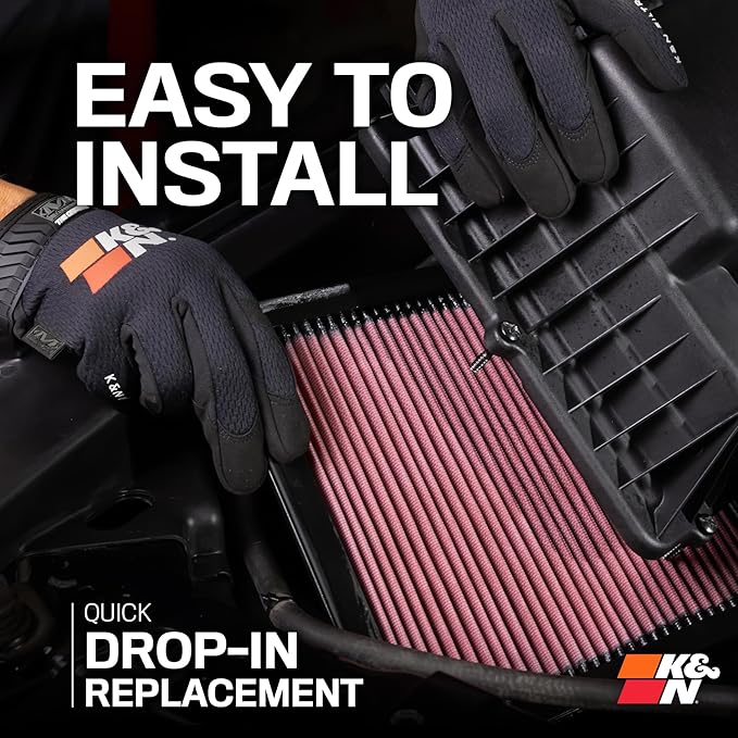 K&N Engine Air Filter: Reusable, Clean Every 75, 000 Miles, Replacement Car Air - Image 7