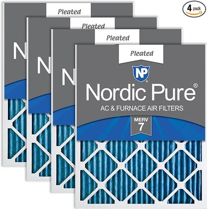 Nordic Pure 16x16x1 Pleated MERV 7 Air Filters 4 Pack by NordicPure
