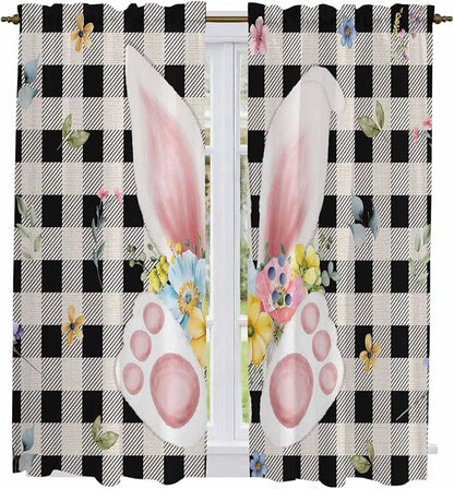 Easter Window Curtains 63 Inch Long 2 Panel Set, Rod Pocket Bedroom Curtains & - Image 2