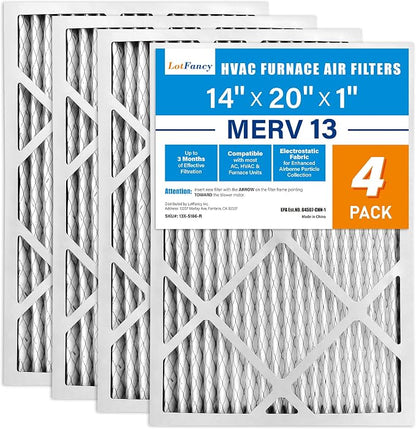 LotFancy 14x20x1 Air Filter MERV 13 4-Pack, Electrostatic Pleated HVAC Furnace - Image 9